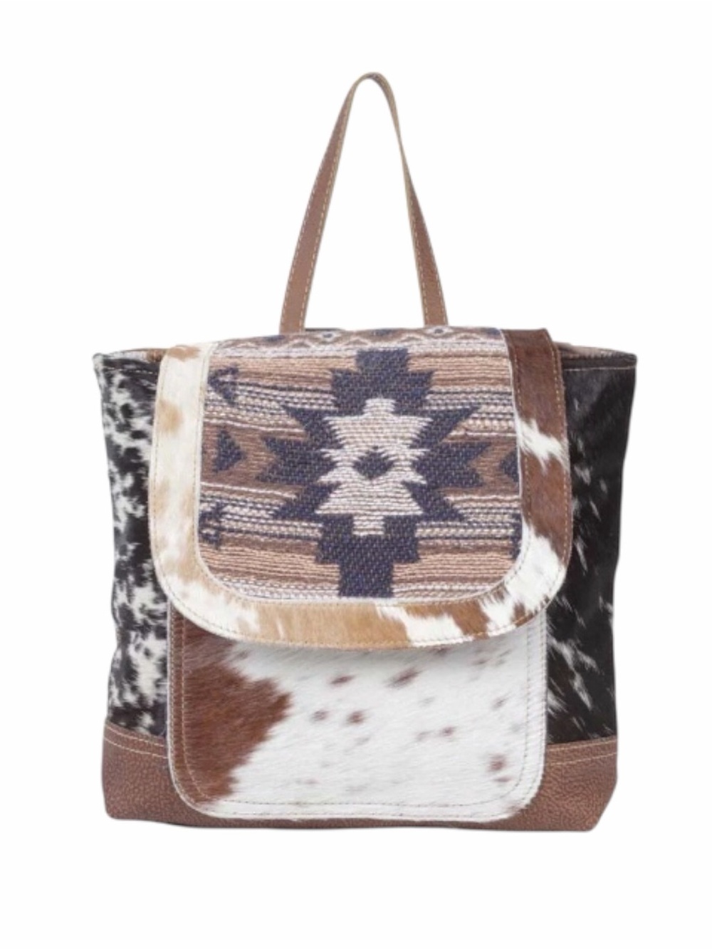 Myra Oriana Hairon Leather Backpack Purse Western Cowhide Rug Canvas NWT